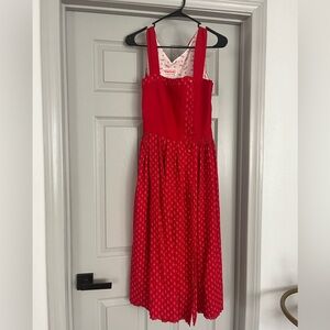 Sportalm Red Sleeveless Midi Dress with Patterned Skirt